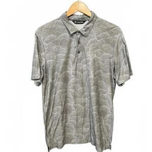 Travis Mathew Men's Gray Short Sleeve Polo – Palm Leaf California Print Golf